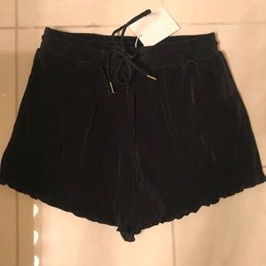 NWT MINKPINK Pleated Drawstring Velvet Shorts